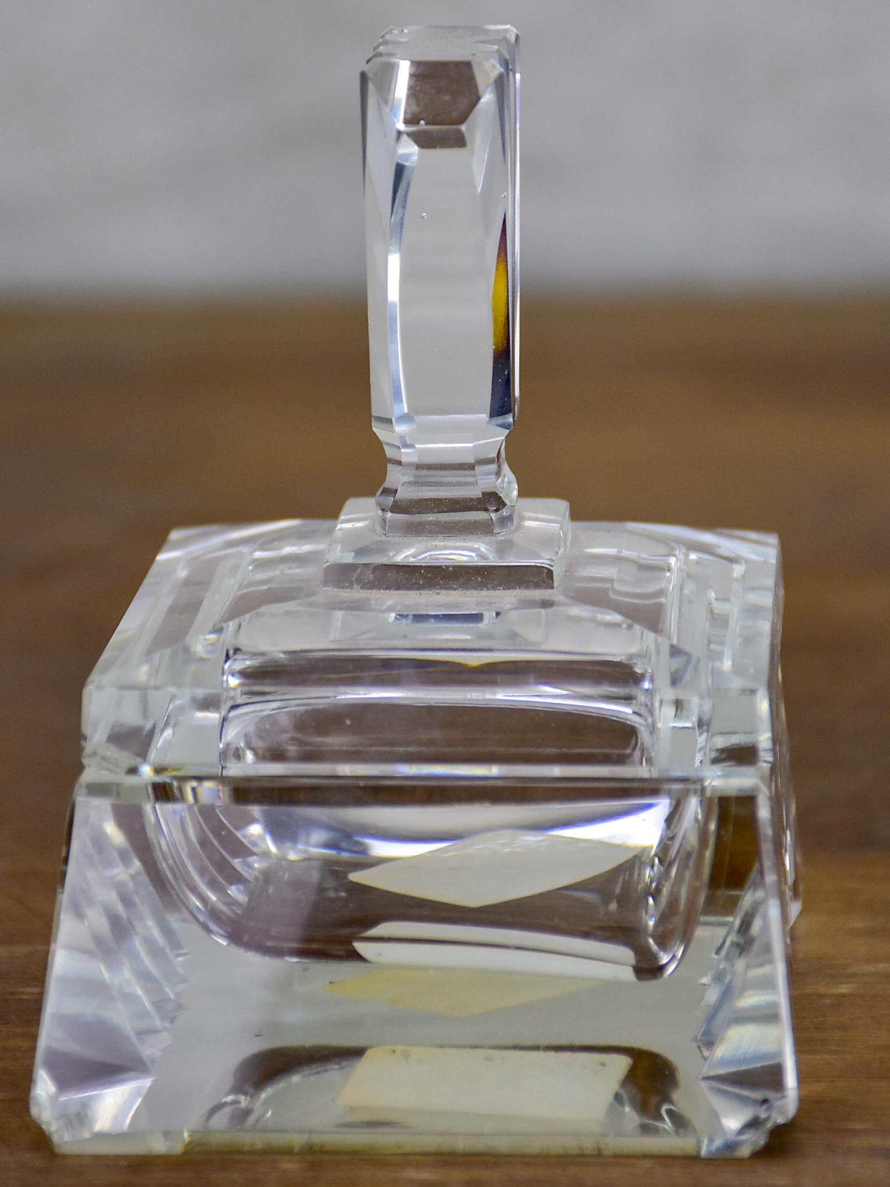 Antique French crystal perfume flask and vanity container