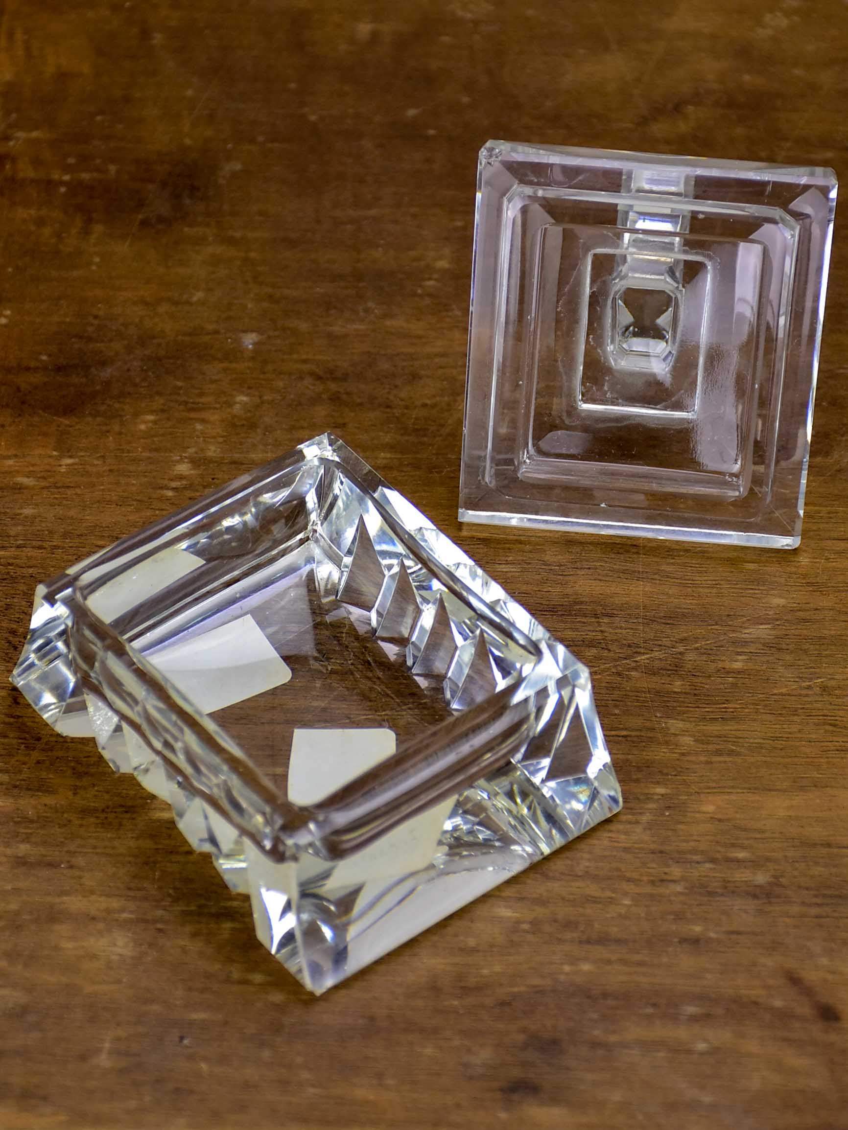 Antique French crystal perfume flask and vanity container