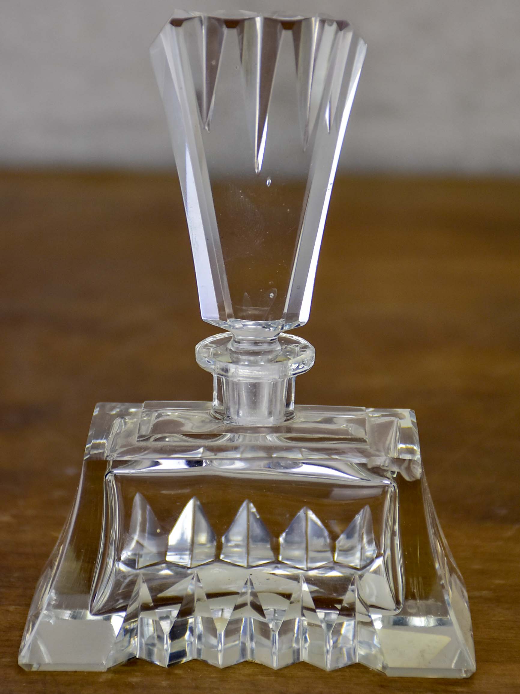 Antique French crystal perfume flask and vanity container