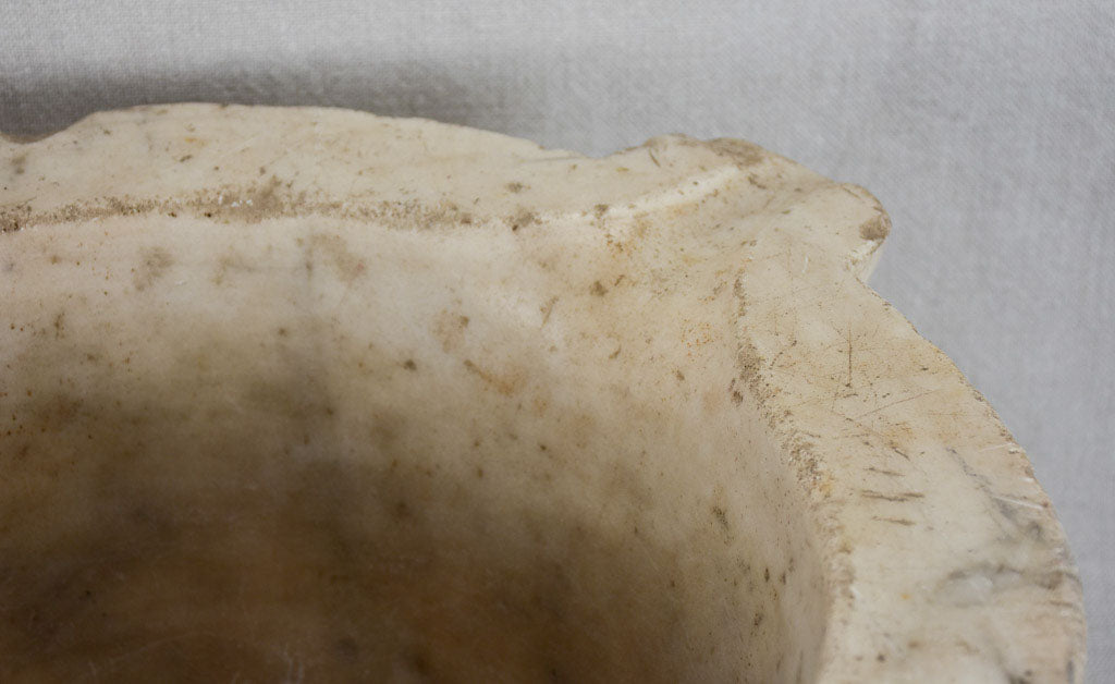 RESERVED MG Very large Cararra marble mortar and double-head pestle - late 18th century 17¼"