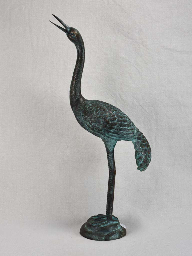 Mid-century bronze heron sculpture 23¾"