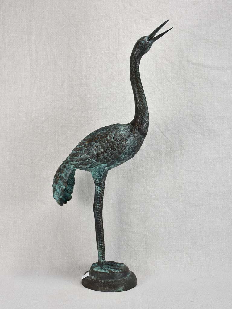 Mid-century bronze heron sculpture 23¾"