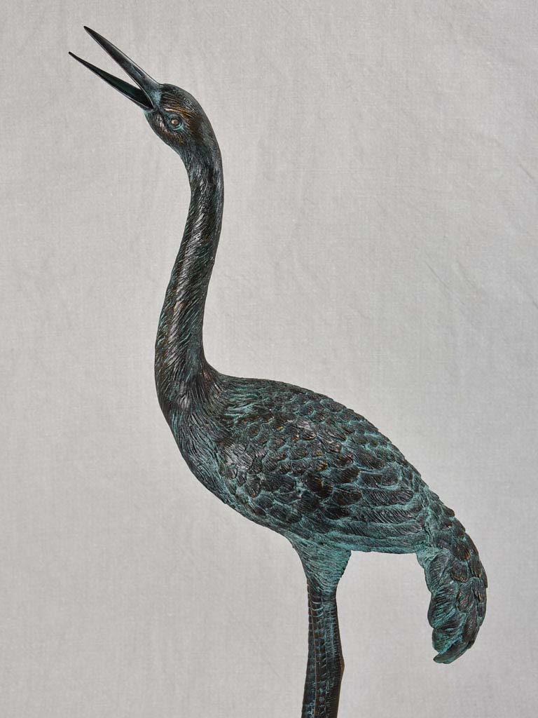 Mid-century bronze heron sculpture 23¾"