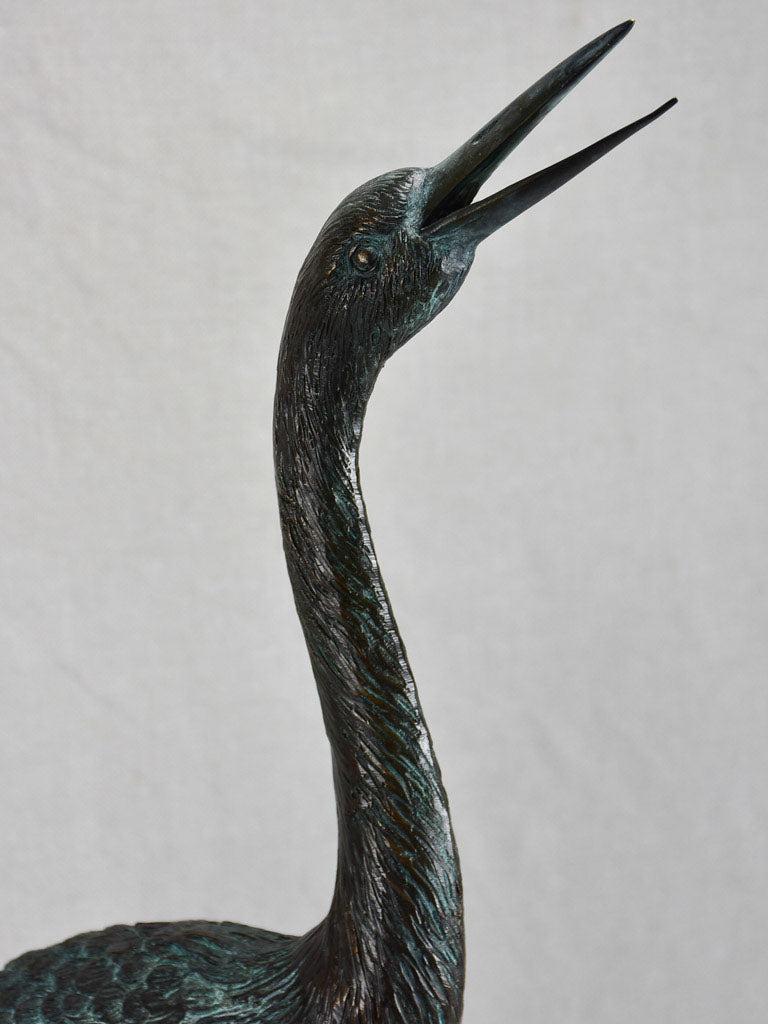Mid-century bronze heron sculpture 23¾"