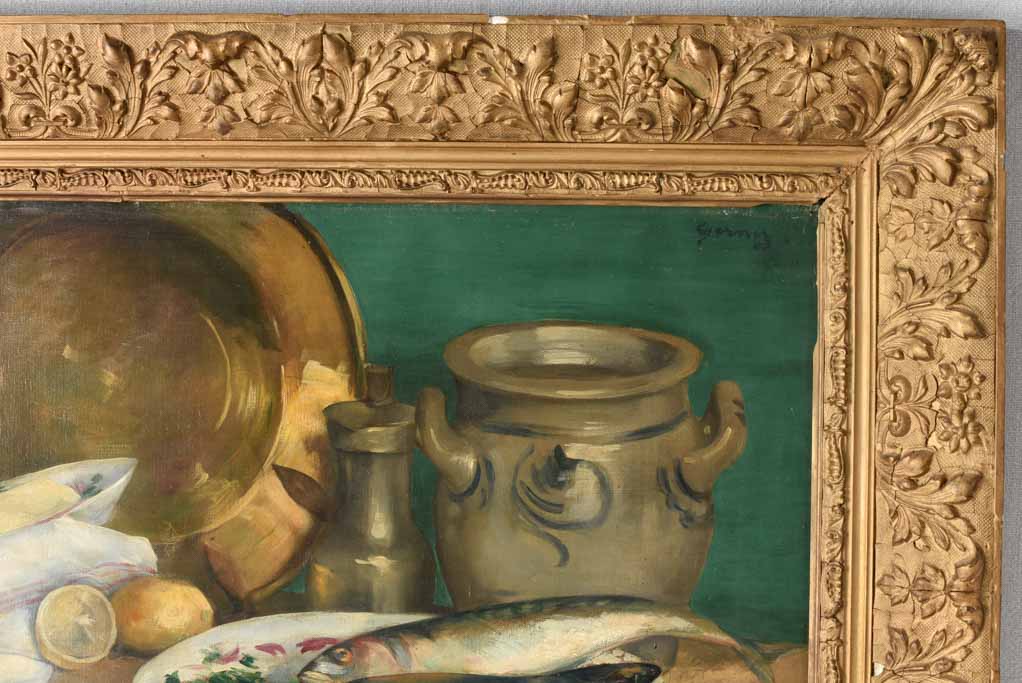 Antique still life with seafood oil on canvas 28¼" x 33¾"