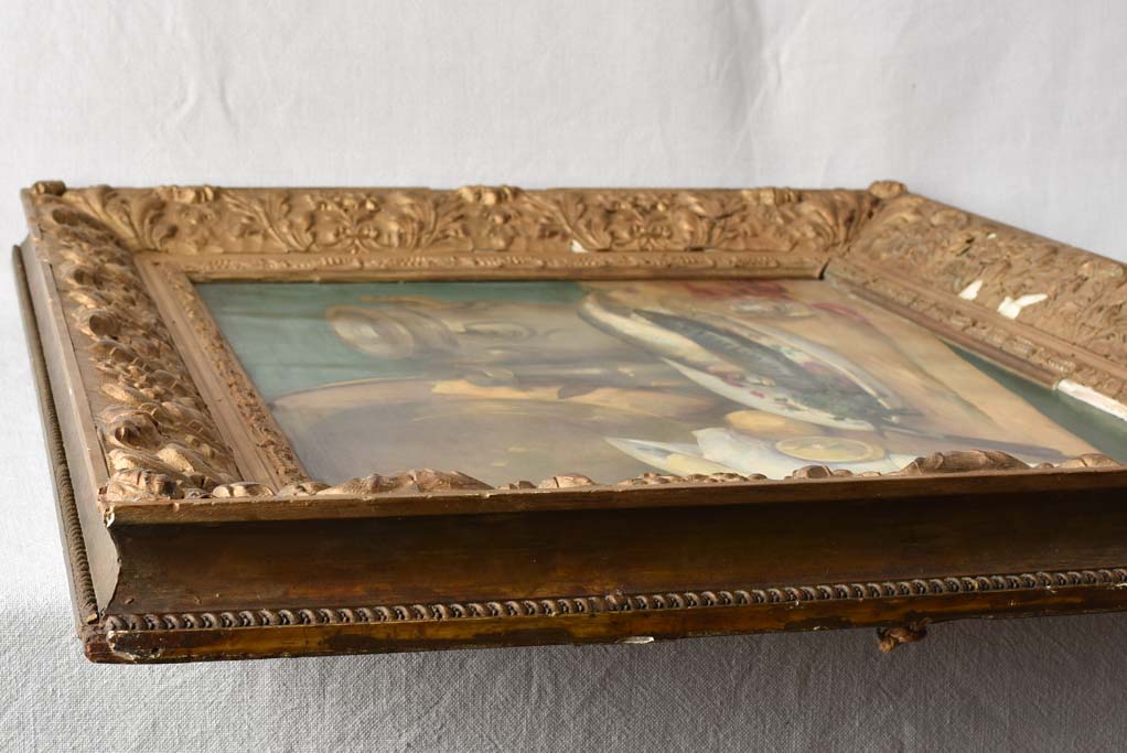 Antique still life with seafood oil on canvas 28¼" x 33¾"