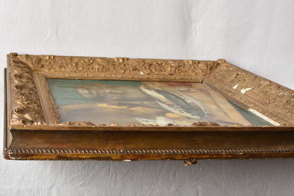Antique still life with seafood oil on canvas 28¼" x 33¾"