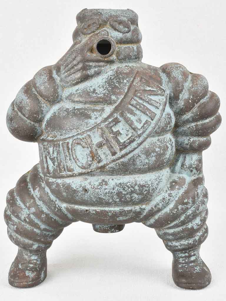 Large Michelin Bibendum from an air compressor with blue patina 14¼"