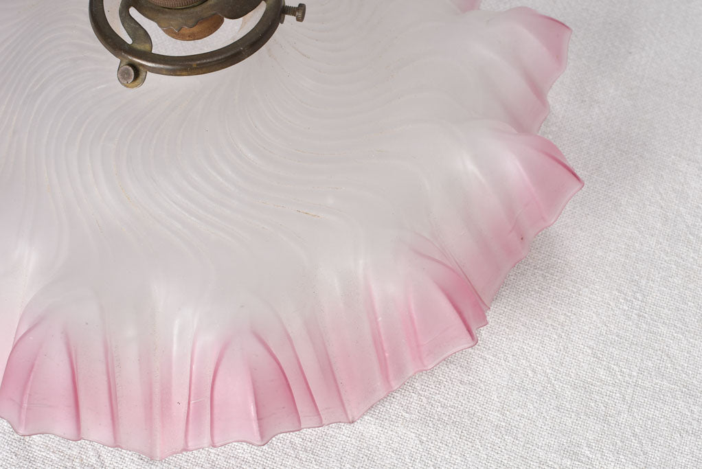 Pink and orange glass pendant light fittings - 1930s -11"