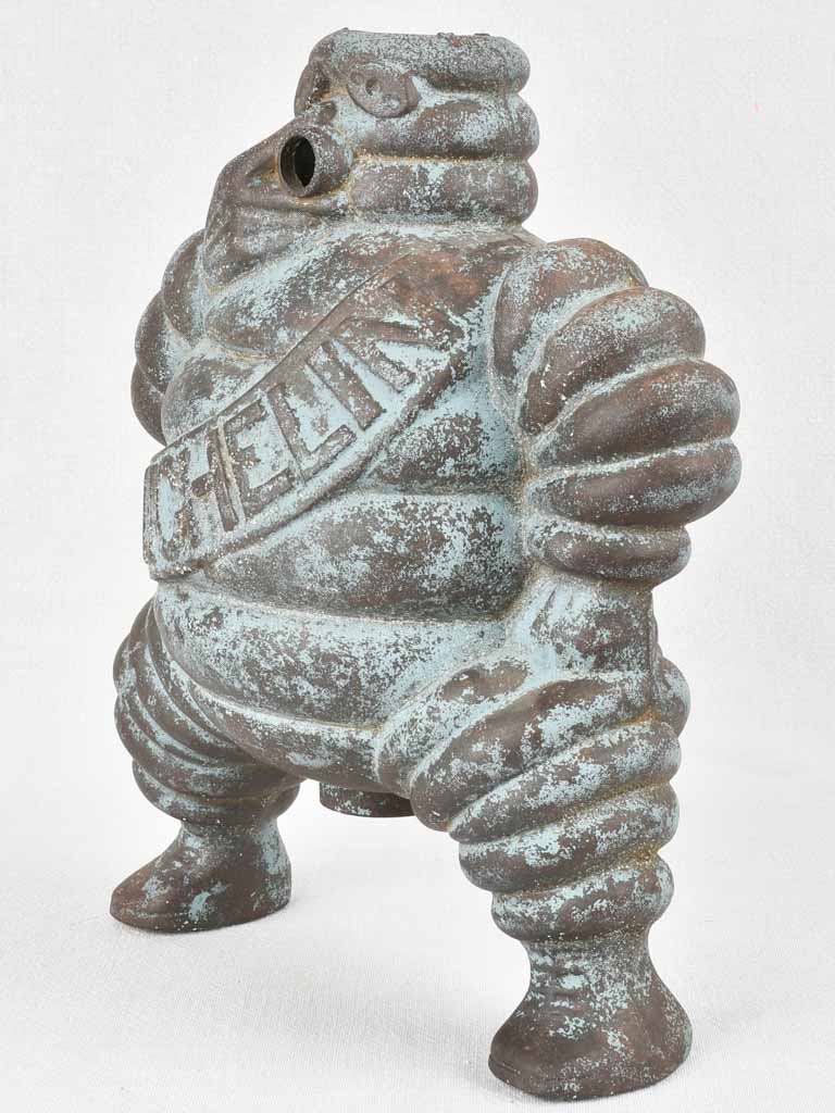 Large Michelin Bibendum from an air compressor with blue patina 14¼"