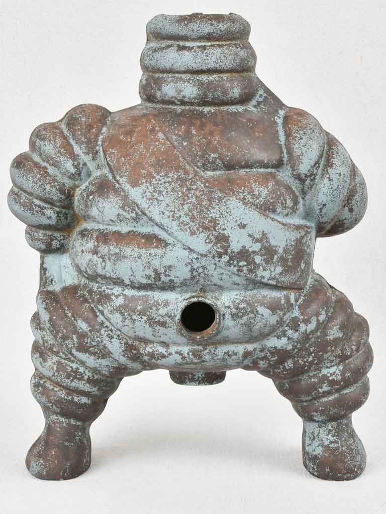 Large Michelin Bibendum from an air compressor with blue patina 14¼"