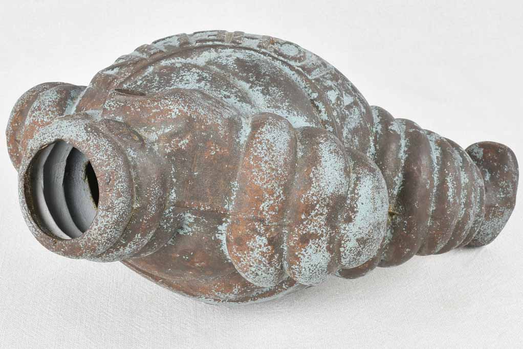 Large Michelin Bibendum from an air compressor with blue patina 14¼"