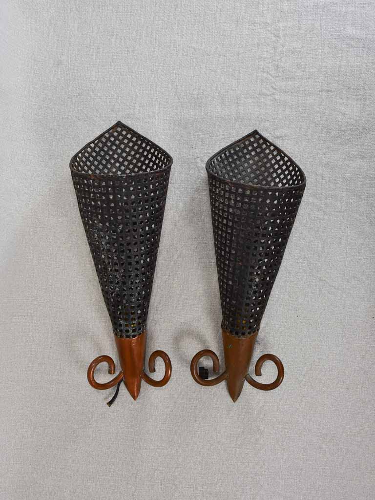 Pair of mid-century wall sconces - attributed to Jacques Biny 14½"