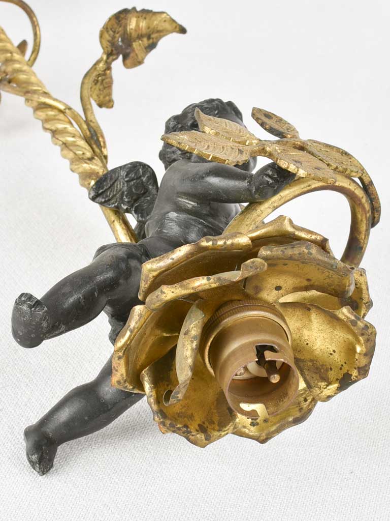 Late 19th century ceiling light with cherub and rose 20¾"