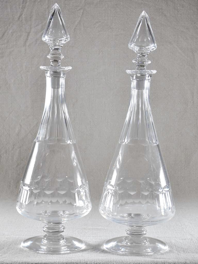 Pair of 1940's crystal carafes 15¼"