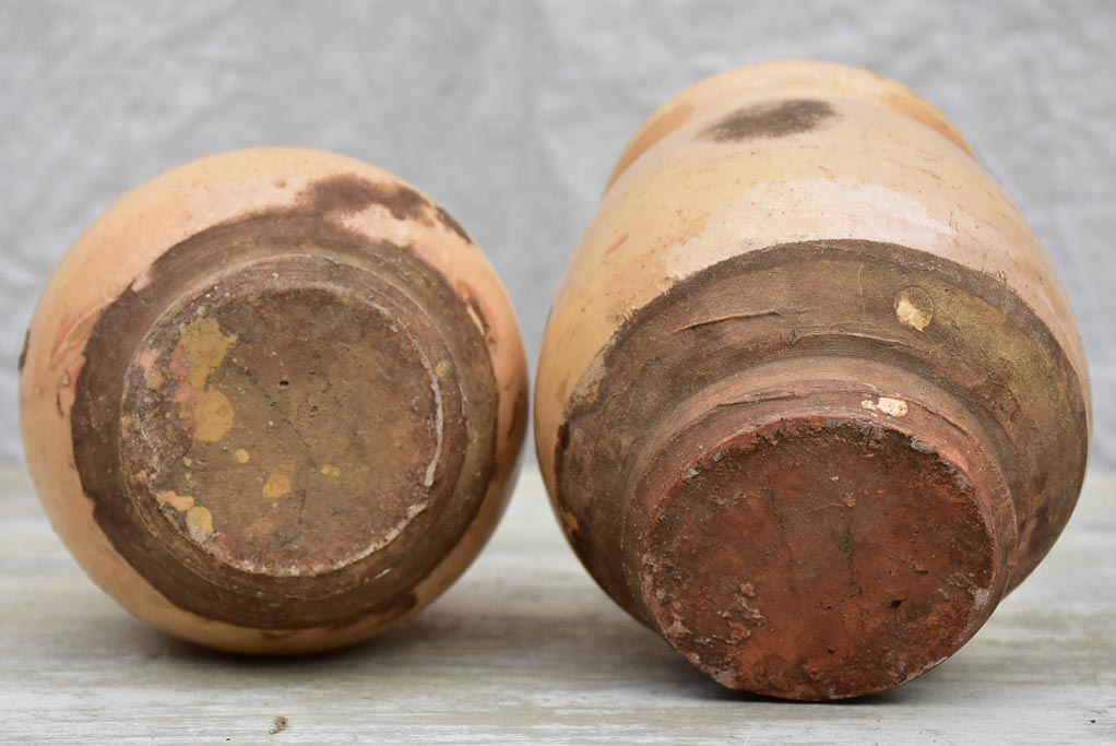 Pair of small antique French confit pots with yellow glaze - 4¾"