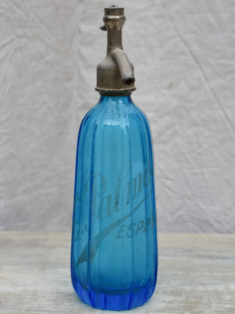 Vintage Esperaza seltzer bottle - blue