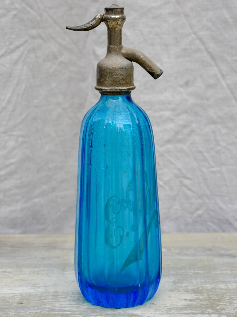 Vintage Esperaza seltzer bottle - blue