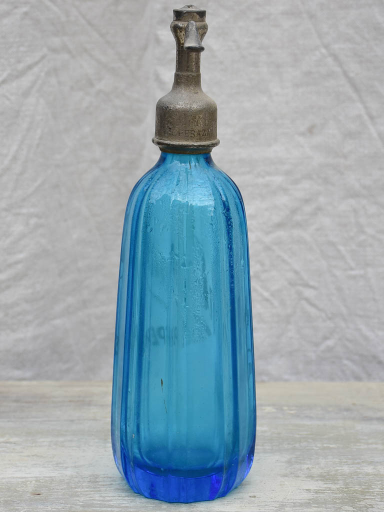 Vintage Esperaza seltzer bottle - blue
