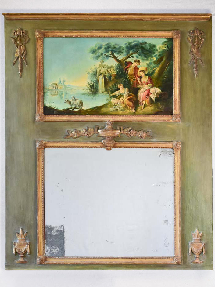 RESERVED Large 19th century Louis XVI style trumeau mirror 47¾" x 58¼"