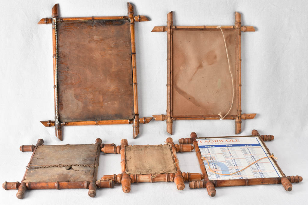 Collection of 5 antique 'bamboo' frame mirrors