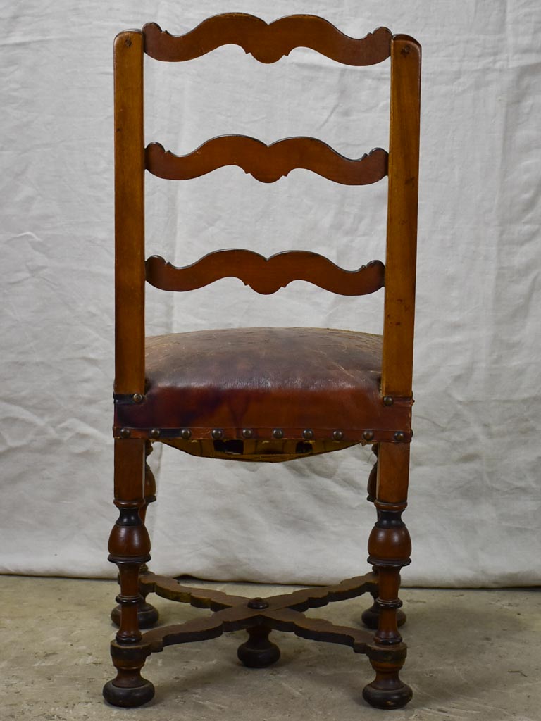 Pair of 17th Century Swiss walnut and leather chairs