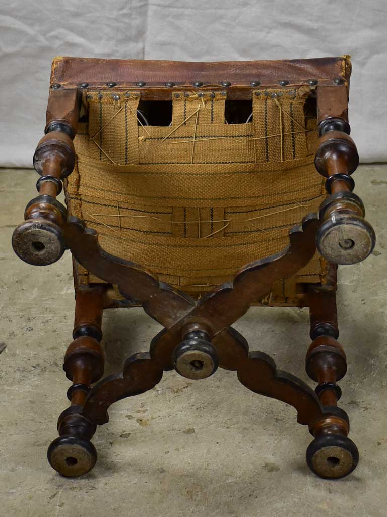 Pair of 17th Century Swiss walnut and leather chairs