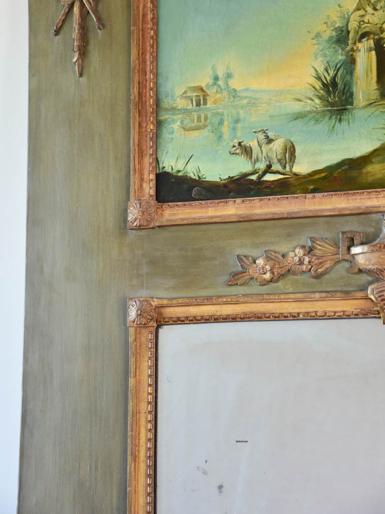 RESERVED Large 19th century Louis XVI style trumeau mirror 47¾" x 58¼"