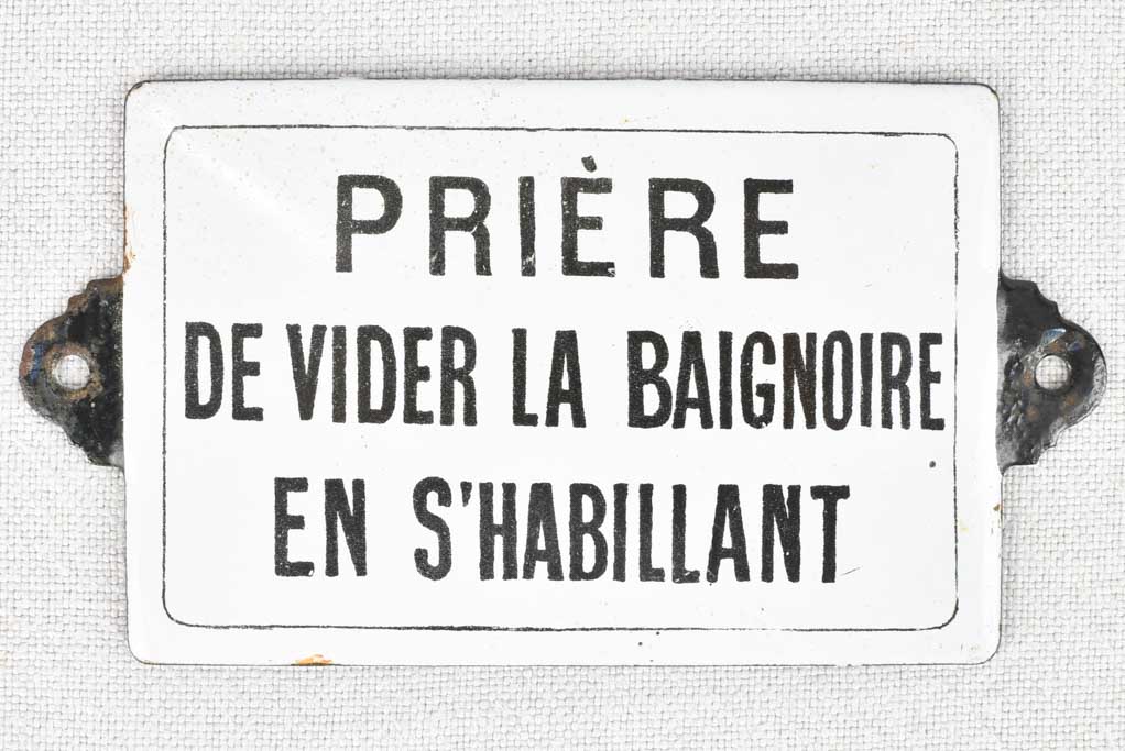 19th century enamel sign from public baths 3¼" x 4¾"