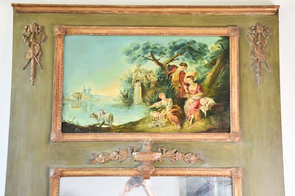 RESERVED Large 19th century Louis XVI style trumeau mirror 47¾" x 58¼"