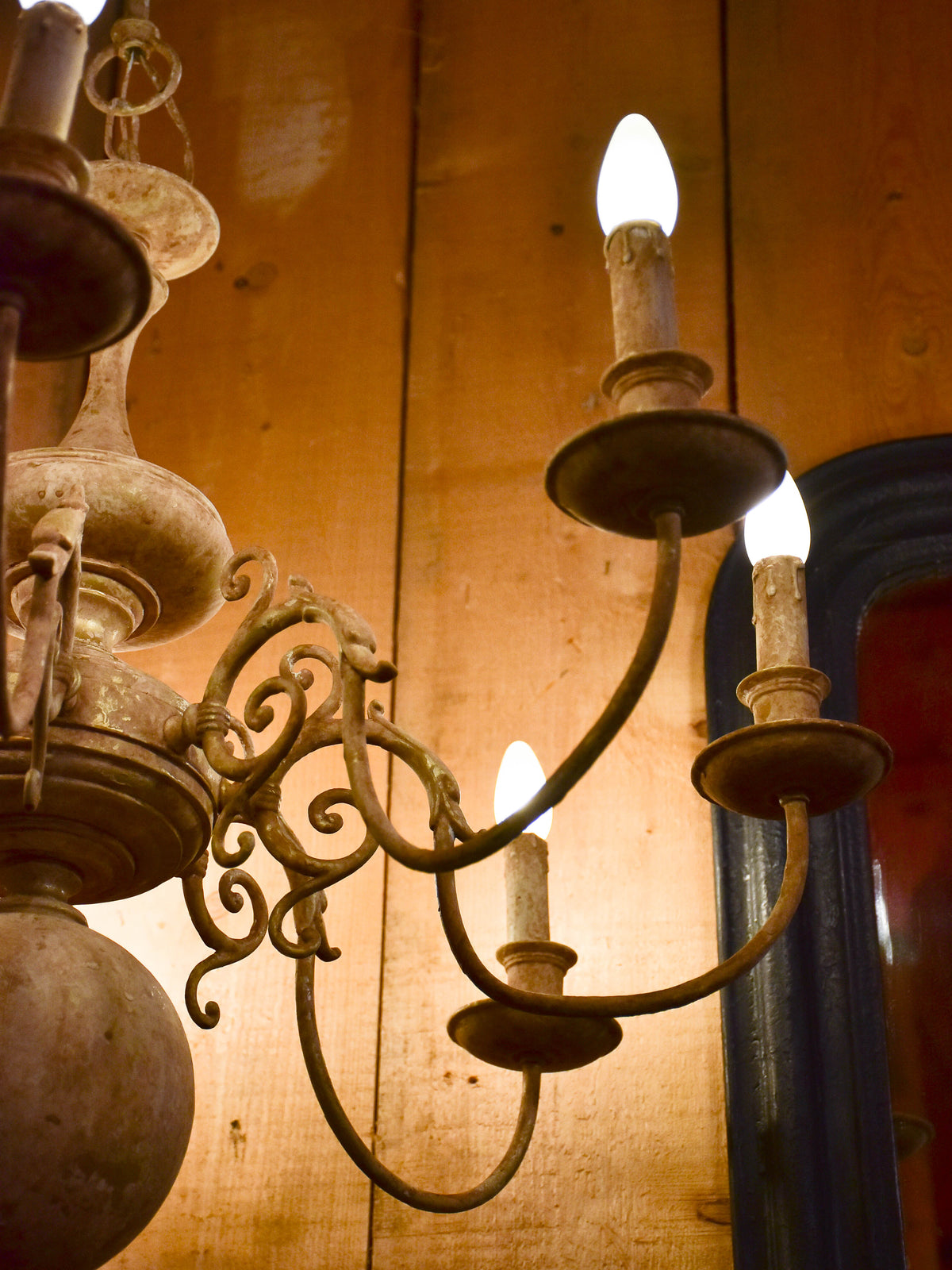 Large French chandelier - bronze and copper