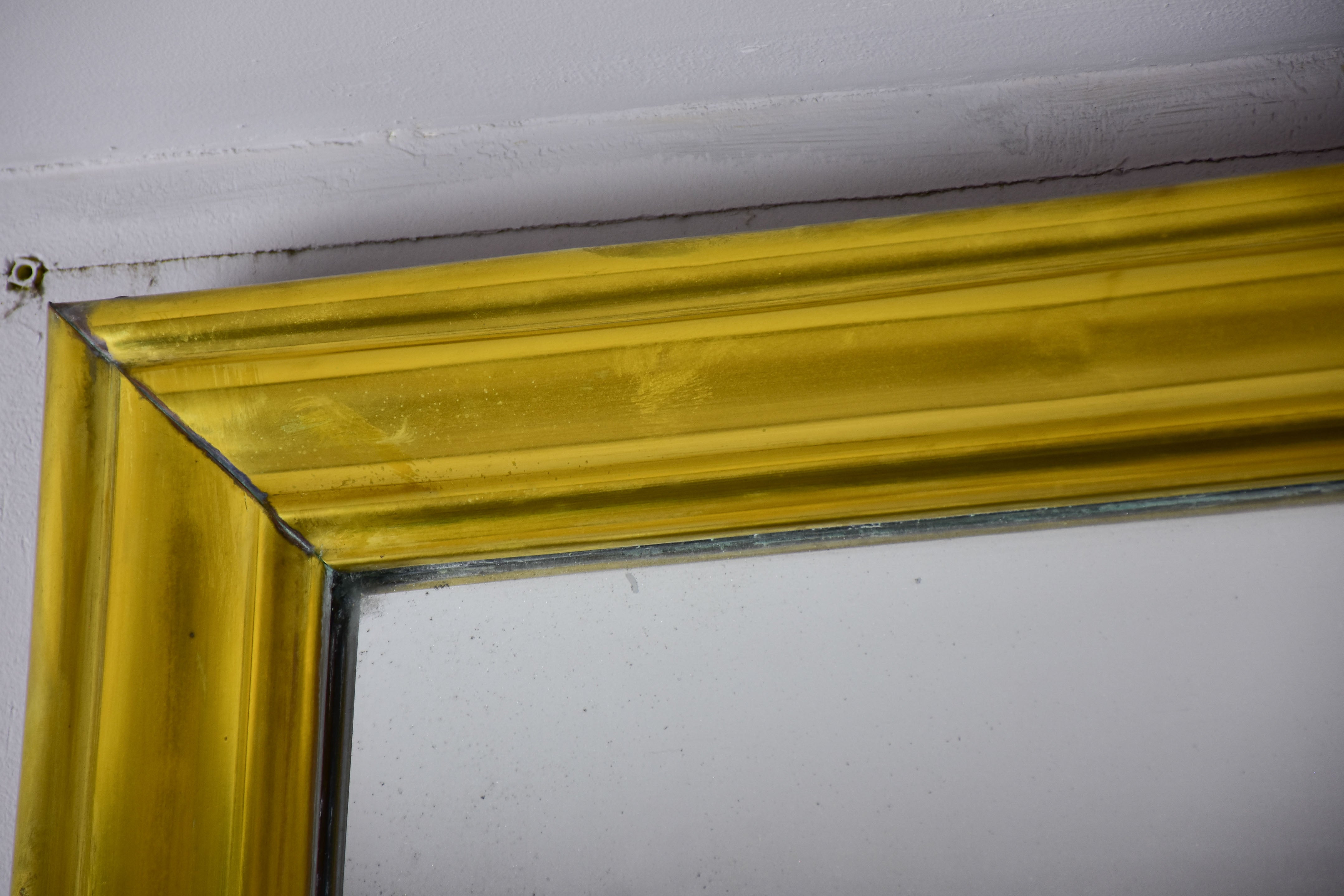 Antique French bistro mirror with brass frame