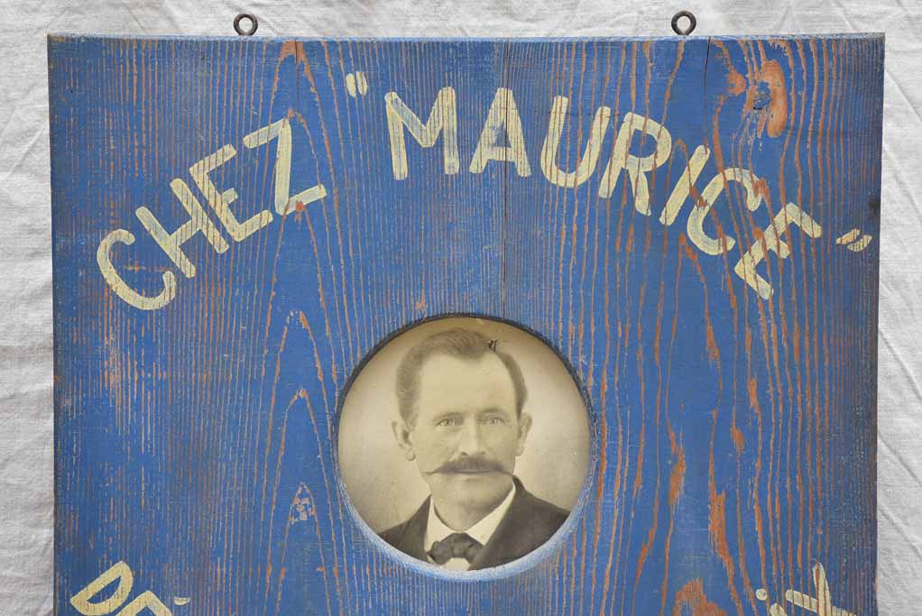 Antique French wooden sign - Chez Maurice