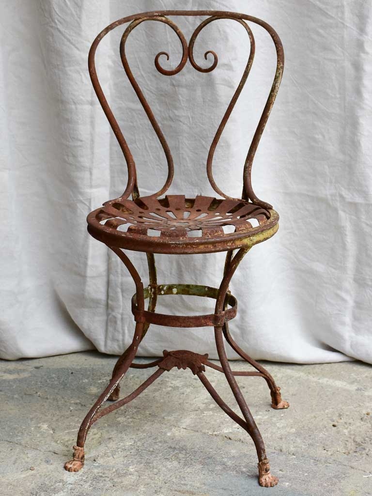 Antique French garden chair branded Arras