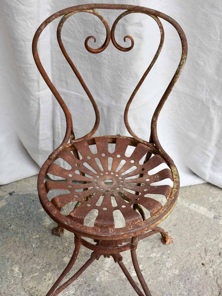 Antique French garden chair branded Arras