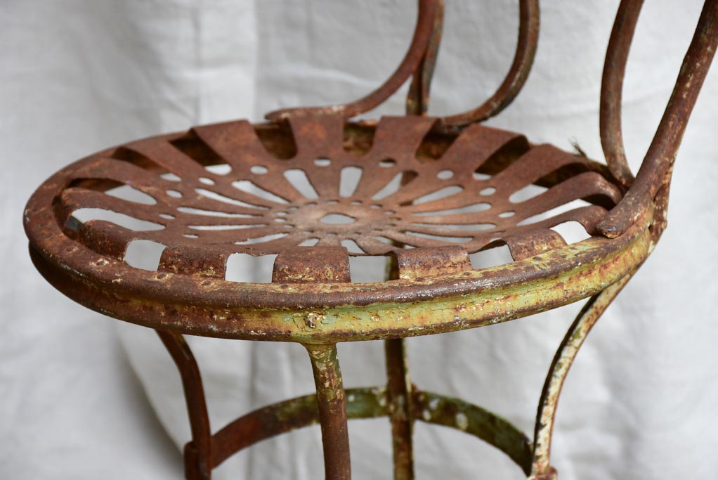 Antique French garden chair branded Arras