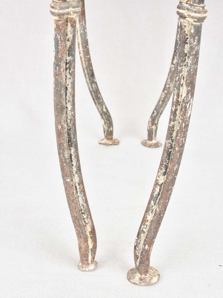 Pair of antique heart back garden chairs