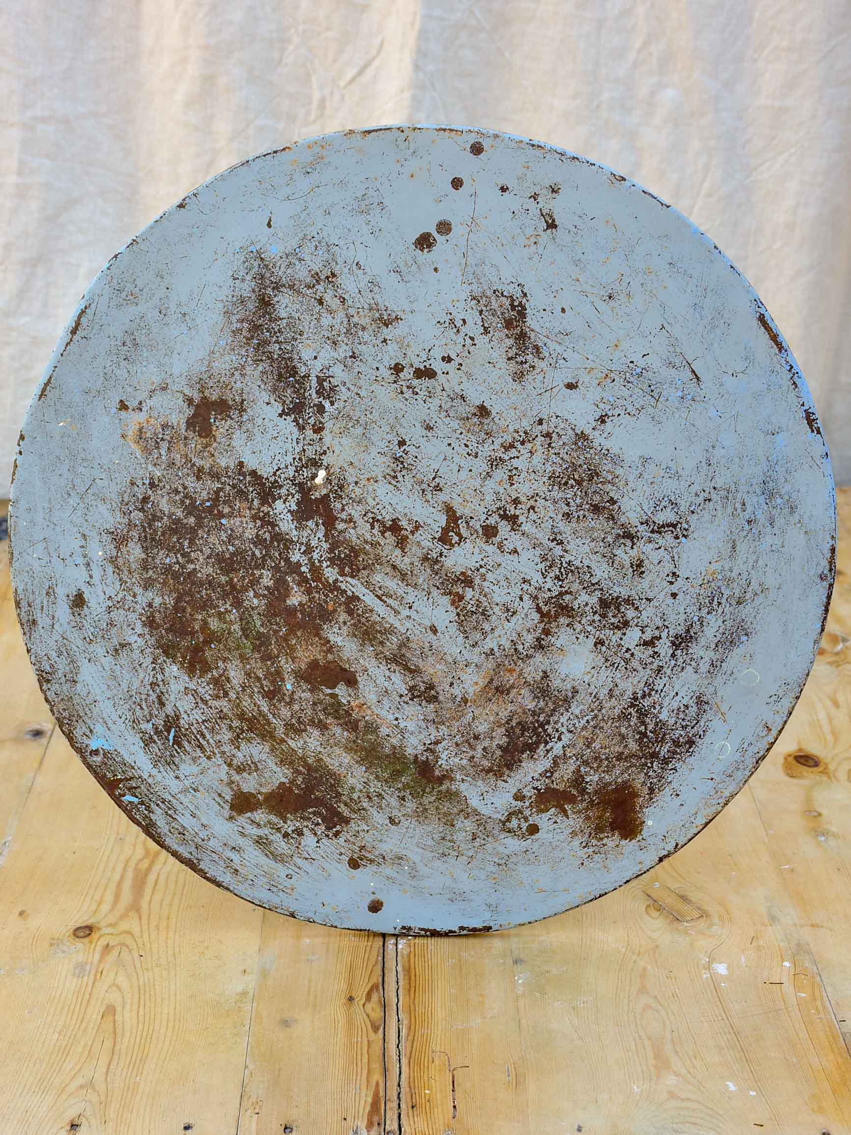 Antique French round garden table - grey