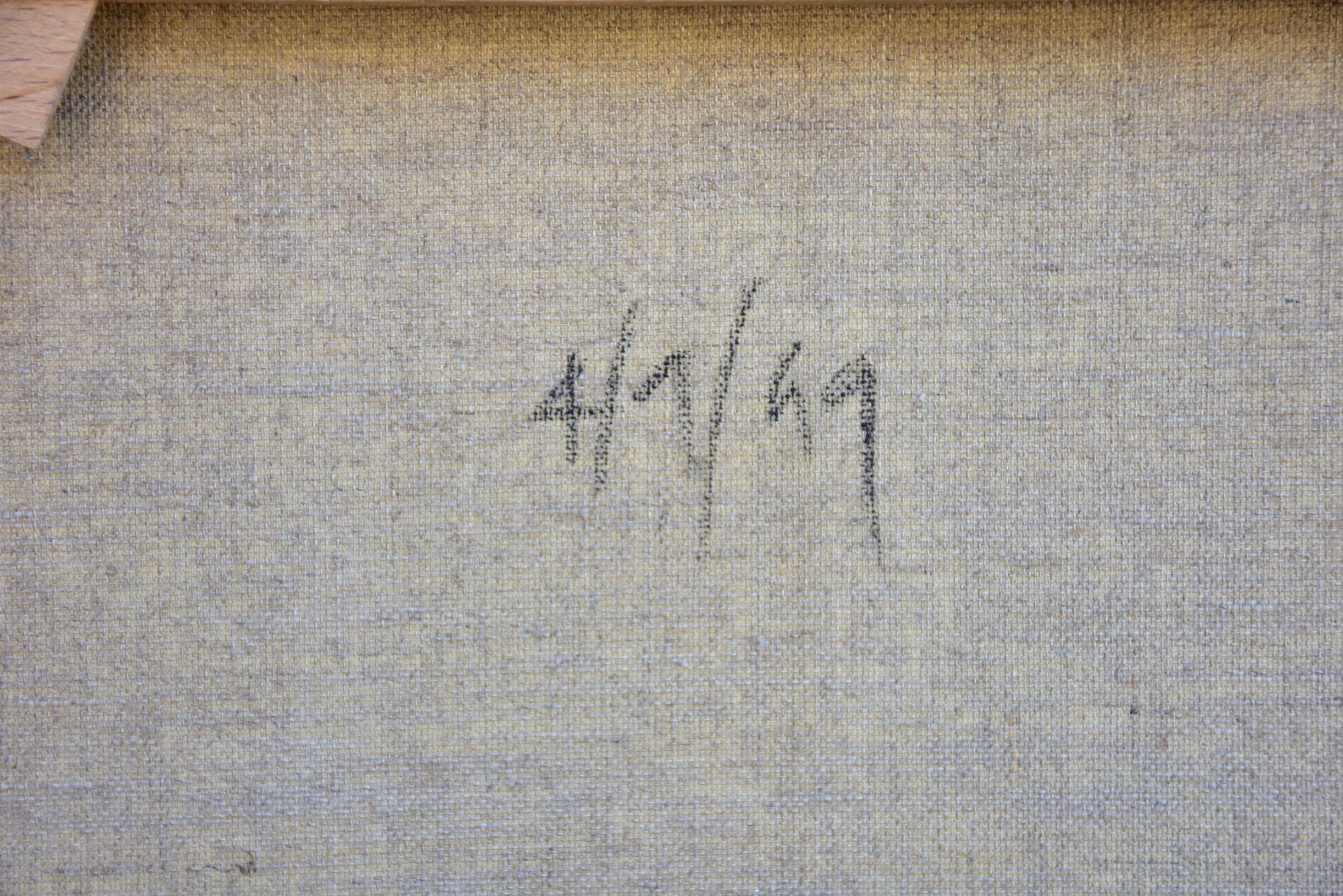 Contemporary painting of a bull by Jean-Marie Guiny (1954-2010)