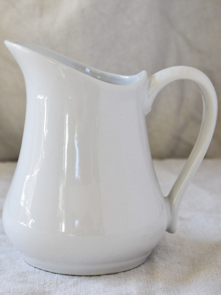 Antique French faience pitcher - white