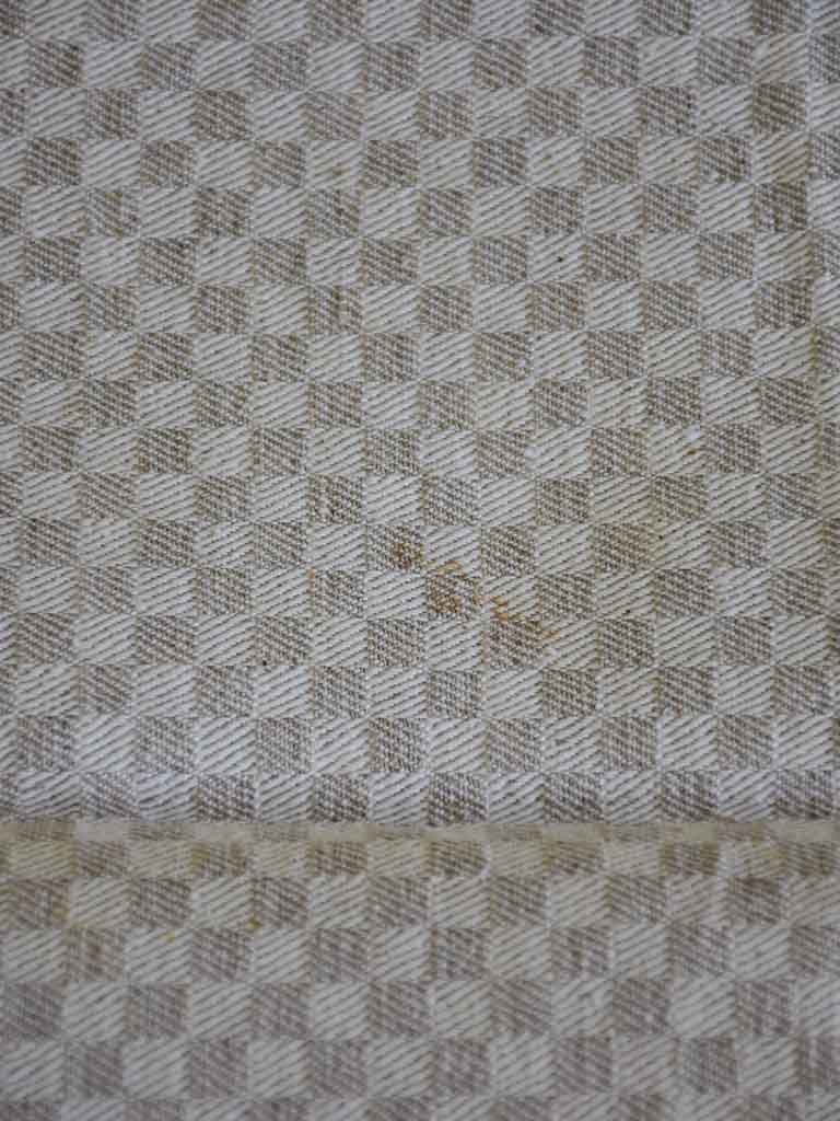 Set of eight antique French teatowels - checkered with red stripes
