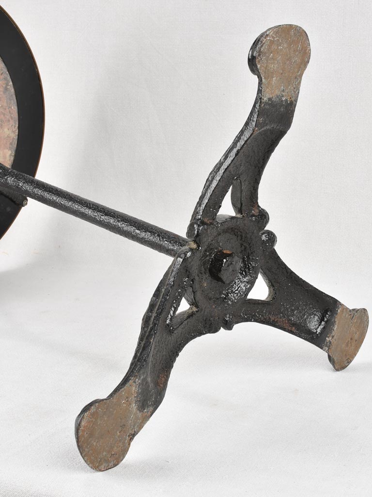 Antique French bistro table with red marble 28"