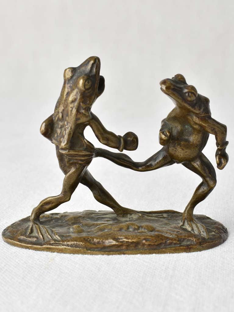 Rare miniature bronze sculpture - boxing Frogs 'French boxing' - 19th century