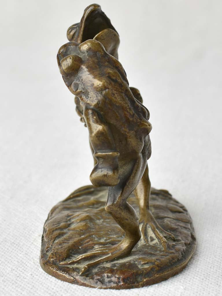 Rare miniature bronze sculpture - boxing Frogs 'French boxing' - 19th century