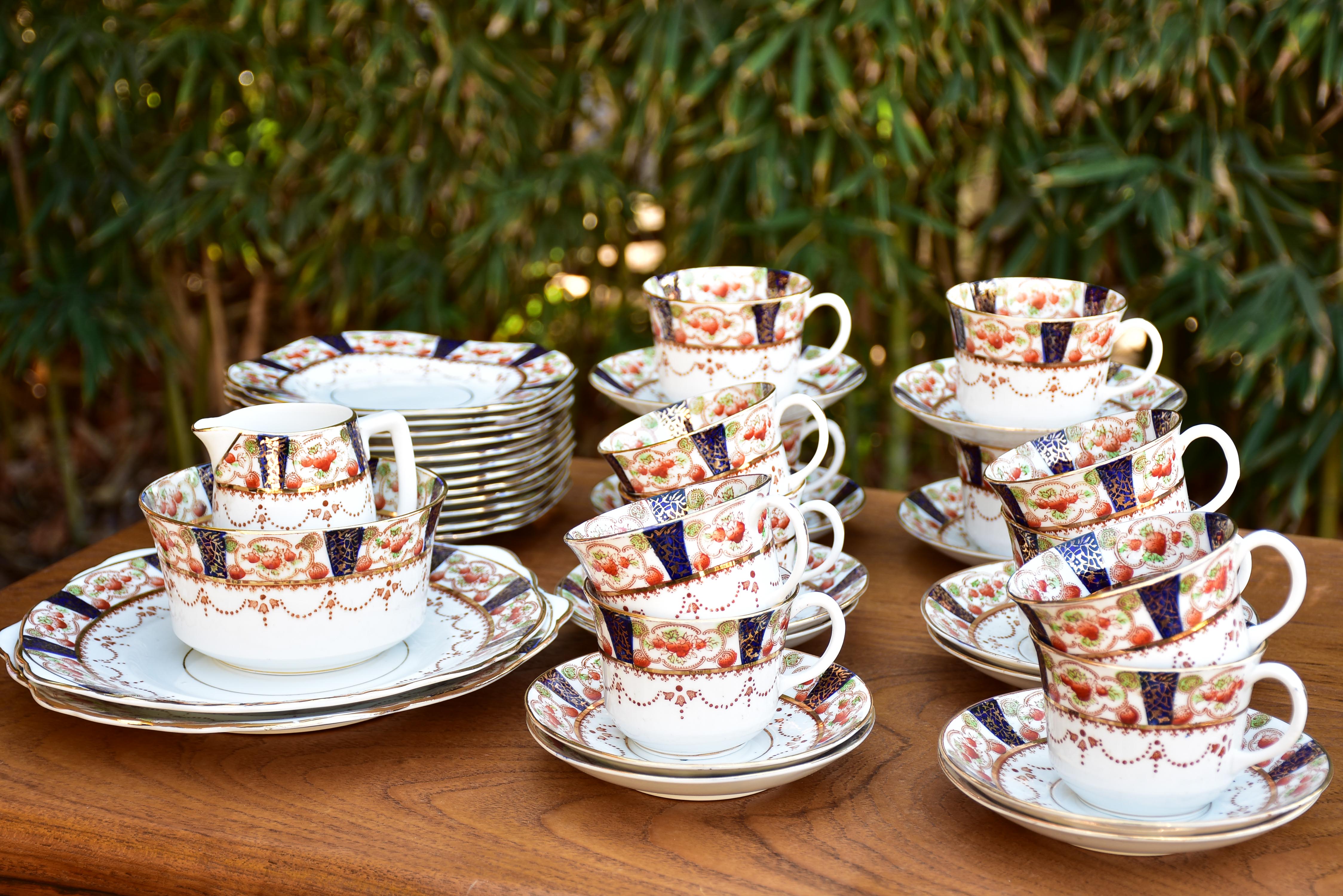 Victorian porcelain tea set for twelve