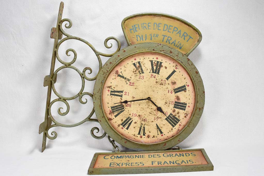 1950s clock and sign from a train station