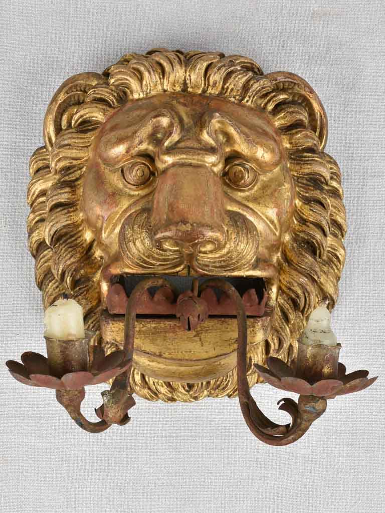 Pair of gilded 18th century Italian appliques - lions 10¼"