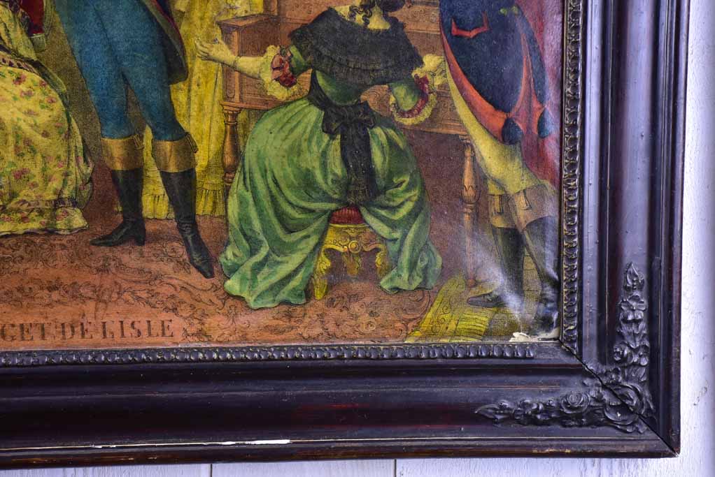 Antique French Napoleon III print on canvas - Rouget de L'Isle - French Revolution 28¾" x 23¼"