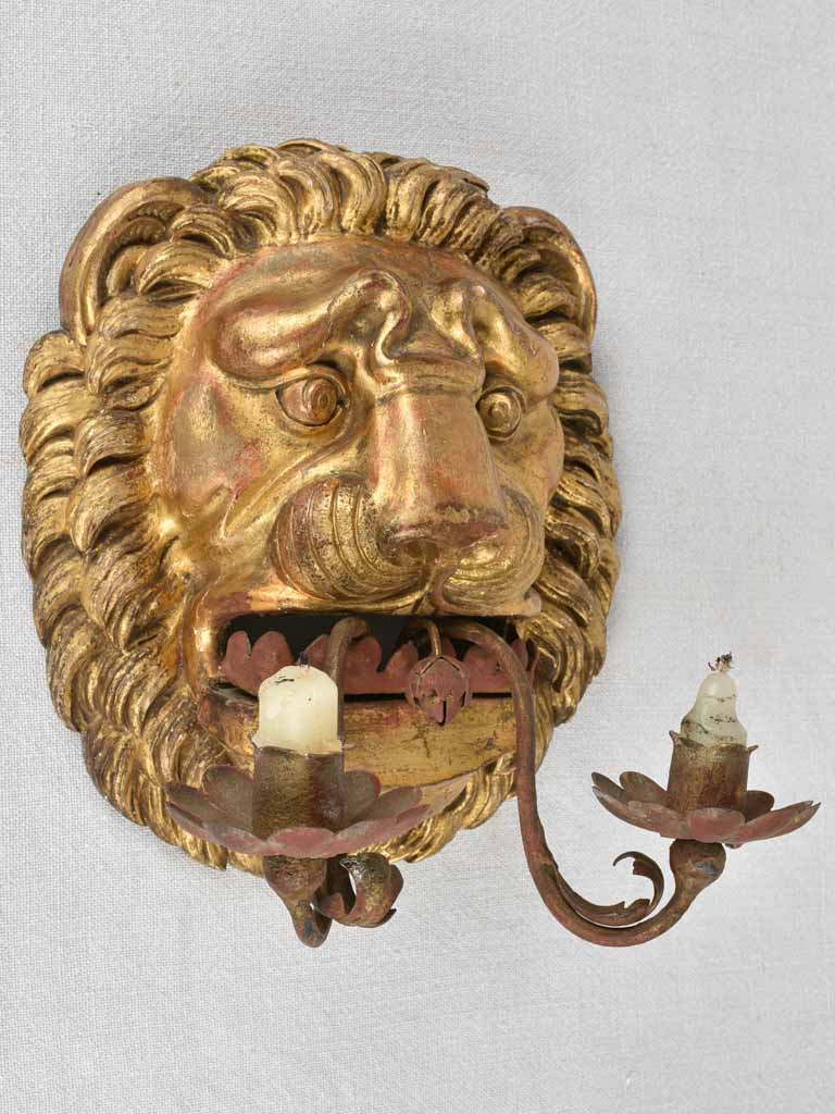 Pair of gilded 18th century Italian appliques - lions 10¼"