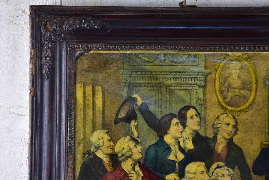 Antique French Napoleon III print on canvas - Rouget de L'Isle - French Revolution 28¾" x 23¼"
